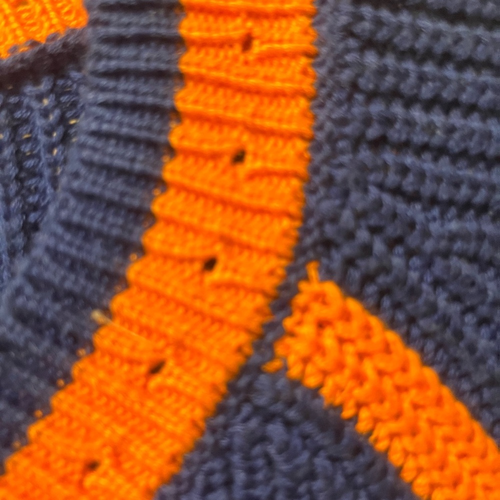 Best Wool Men's Blue and Orange‎ V-Neck Sweater. Sz Small. Baseball/Mets - Picture 5 of 6